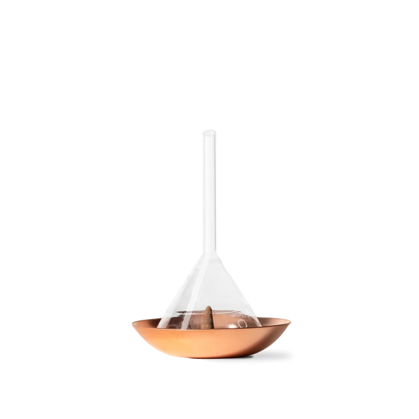 Haeckels Incense Burner Glass Funnel And Copper Dish 1 Haeckels Incense Burner Glass Funnel And Copper Dish