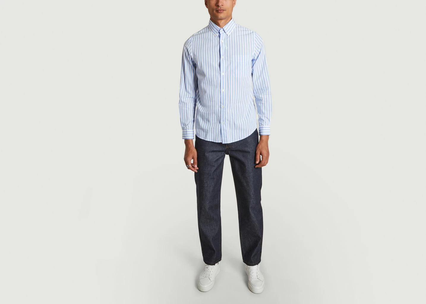 Harmony Slim Fit Striped Shirt In Organic Cotton Célestin 3 Harmony Slim Fit Striped Shirt In Organic Cotton Célestin
