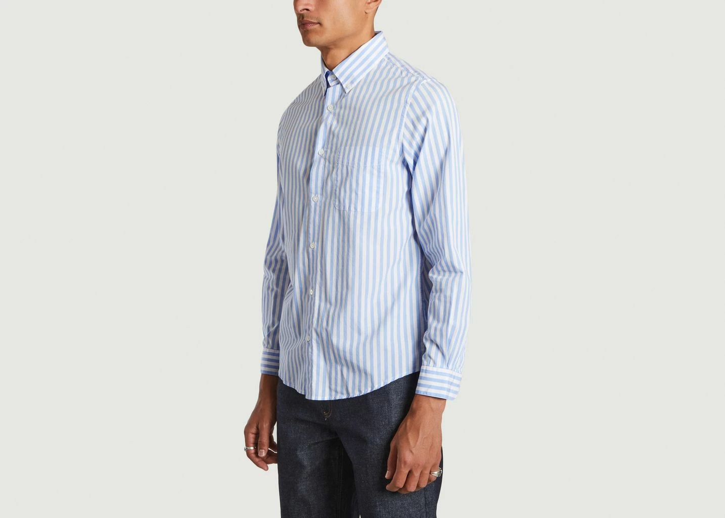 Harmony Slim Fit Striped Shirt In Organic Cotton Célestin 1 Harmony Slim Fit Striped Shirt In Organic Cotton Célestin