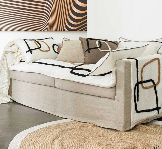 Harmony Quilt Cover in Linen and Embossed Cotton Tikri Ivory Harmony 2 Harmony Quilt Cover in Linen and Embossed Cotton Tikri Ivory Harmony