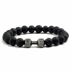 Cheap Haeckels Store 8 Bornisimo Volcanic Stones Bracelet Black Dumbbell