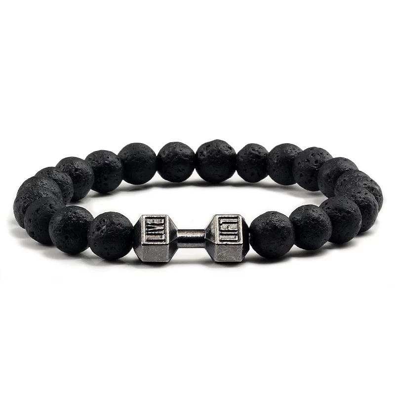 Bornisimo Volcanic Stones Bracelet Black Dumbbell 1 Bornisimo Volcanic Stones Bracelet Black Dumbbell