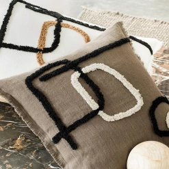 Harmony Linen Cushion and Relief Pattern Cotton Tikri Ivory Harmony 40x60 Cm