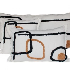 Harmony Linen Cushion and Relief Pattern Cotton Tikri Ivory Harmony 40x60 Cm