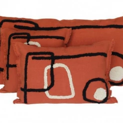 Harmony Linen Cushion and Relief Pattern Cotton Tikri Ivory Harmony 40x60 Cm