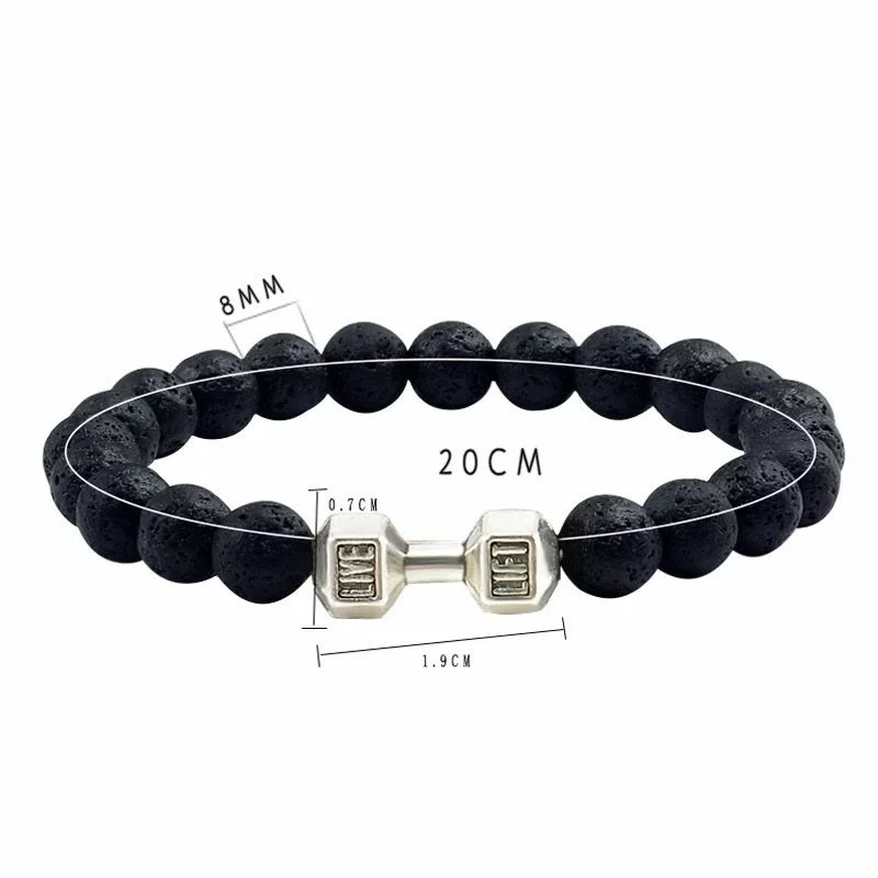 Bornisimo Volcanic Stones Bracelet Black Dumbbell 2 Bornisimo Volcanic Stones Bracelet Black Dumbbell