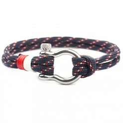 Bornisimo Nylon Bracelet Navy Red & Steel Buckle