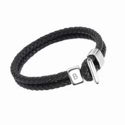 Bornisimo Black Leather Braided Bracelet