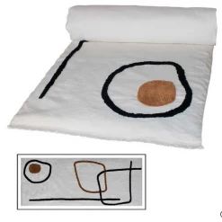 Harmony Quilt Cover in Linen and Embossed Cotton Tikri Ivory Harmony