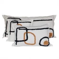 Harmony Linen Cushion and Relief Pattern Cotton Tikri Ivory Harmony 40x60 Cm